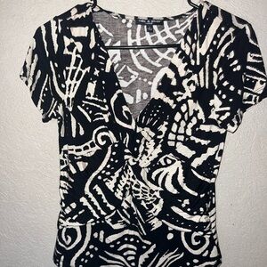 Cable & Gauge Abstract Black and White Blouse
